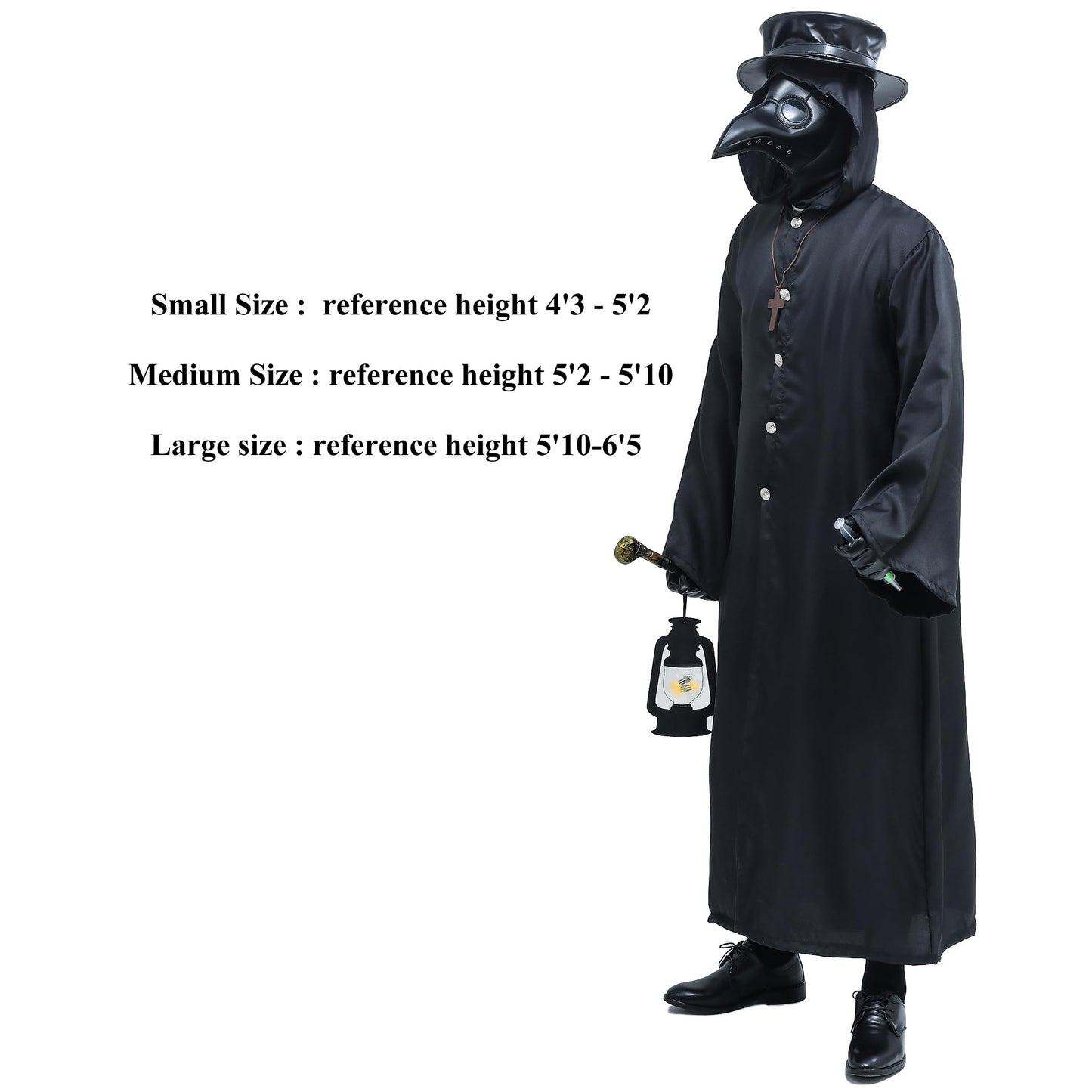 Absolute Vibe Plague Doctor Bird Mask and Hat Combo Set Halloween Costume Steampunk Cosplay Props (M, BLACK-001)