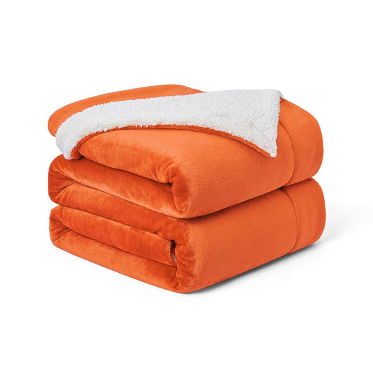 Walensee Sherpa Blanket (Throw Size 60”x80” Orange) Super Soft Fleece Plush Blankets for Bed, Couch, Sofa, Fuzzy Warm Cozy Microfiber Flannel Lightweight Throw Blanket for Adults, Man, Woman