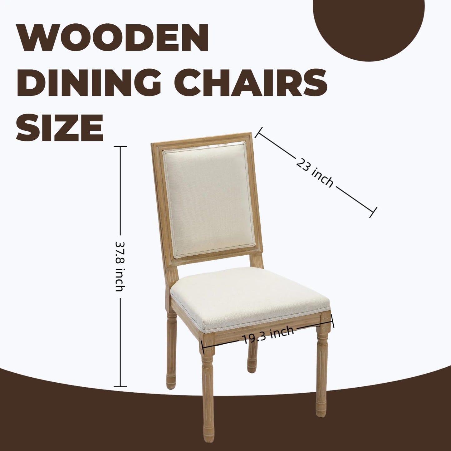 WYYHOBXC Farmhouse Dining Chairs Set of 2, Wood Dining Chair with Upholster Backrest & Cushion, Kitchen Table Chairs with Roman Column Legs for Dining Room