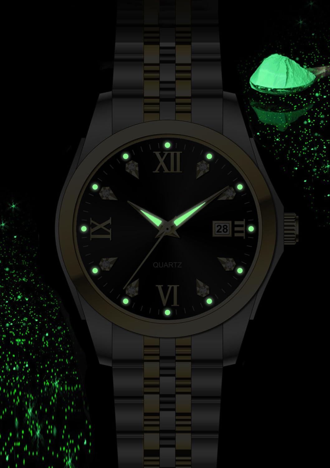 Women's Bracelet Watch Stainless Steel Quartz Watch Luminous Waterproof Watch Business Watches for Women (Blue/Two-Tone)