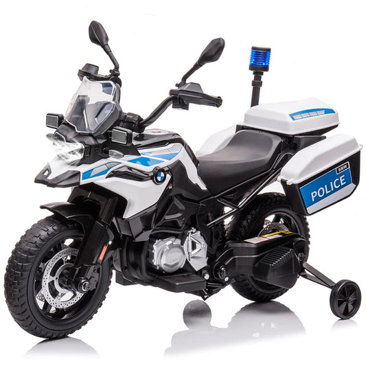 12V 7AH Kids Motorcycle, Licensed BMW Ride On Police Motorcycle, Kids Car with High/Low Speed, 2 Storage Boxes,Warning Lights and LED Headlights,Spring Suspension, Toys for Boys Girls