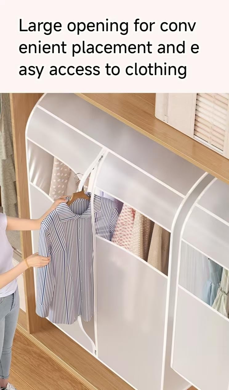 47" Transparent Visual Three-dimensional Dust-proof Cover: Waterproof and Dust-proof Clothes Storage Cover for Down Jackets in Wardrobes, with Zippers for Suit Covers.