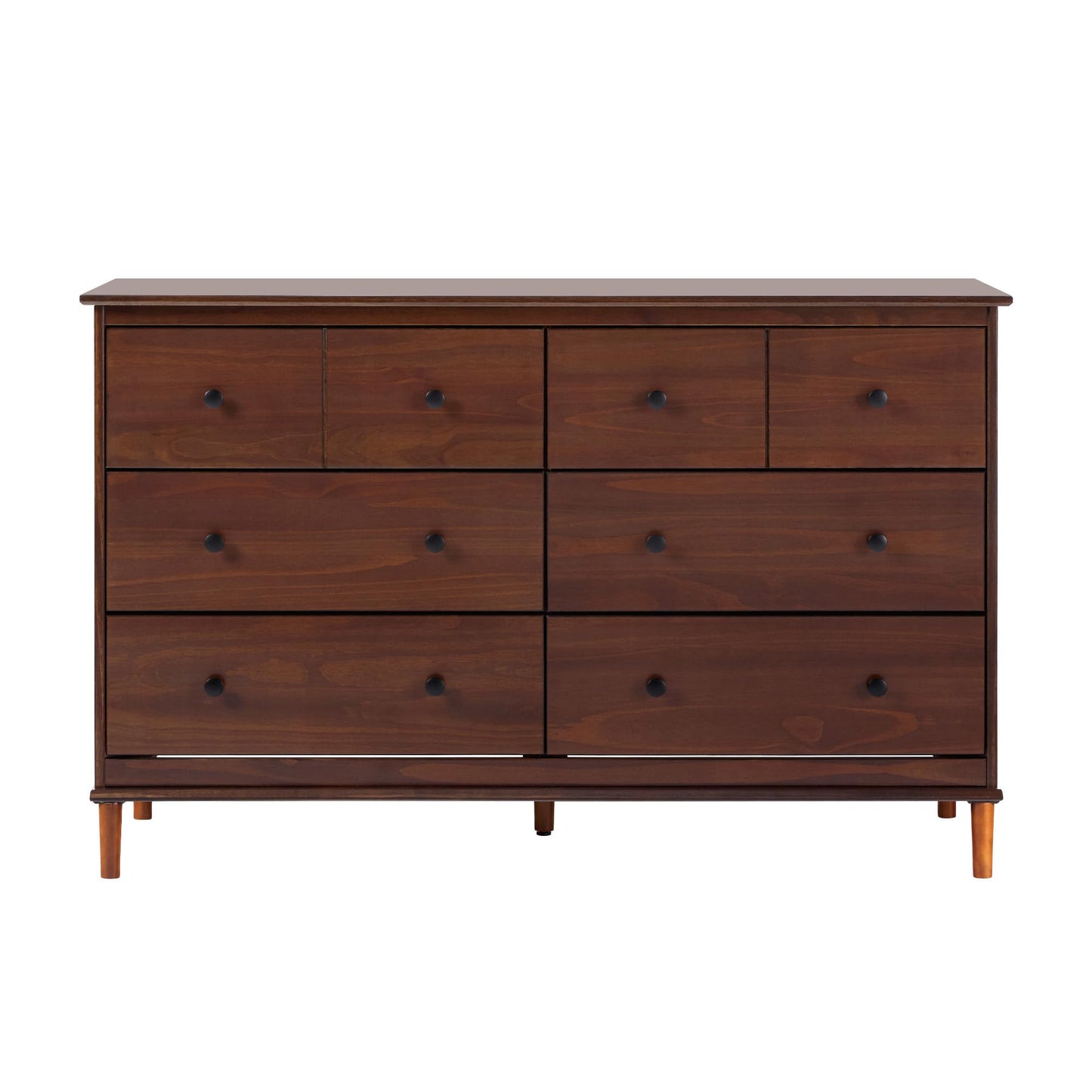 Walker Edison Modern 6-Drawer Solid Wood Dresser Bedroom Storage, 57 Inch, Walnut
