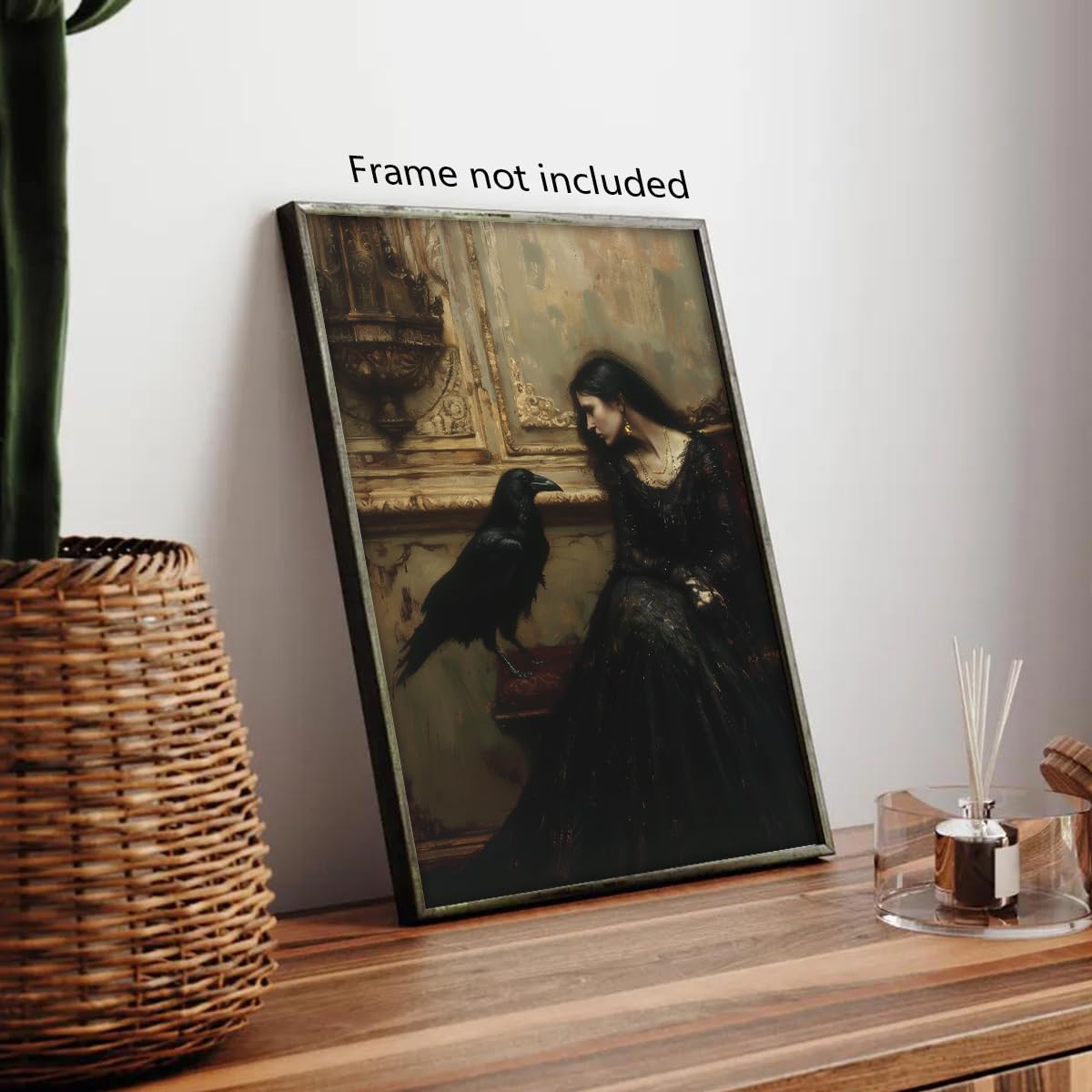 xbsifyiooa Goth Crow Women Goth Print Gothic Princess Canvas Wall Art Raven Poster Victorian Dark Academia Paintings Moody Victorian Romance Art Halloween Picture 8x12in Unframed