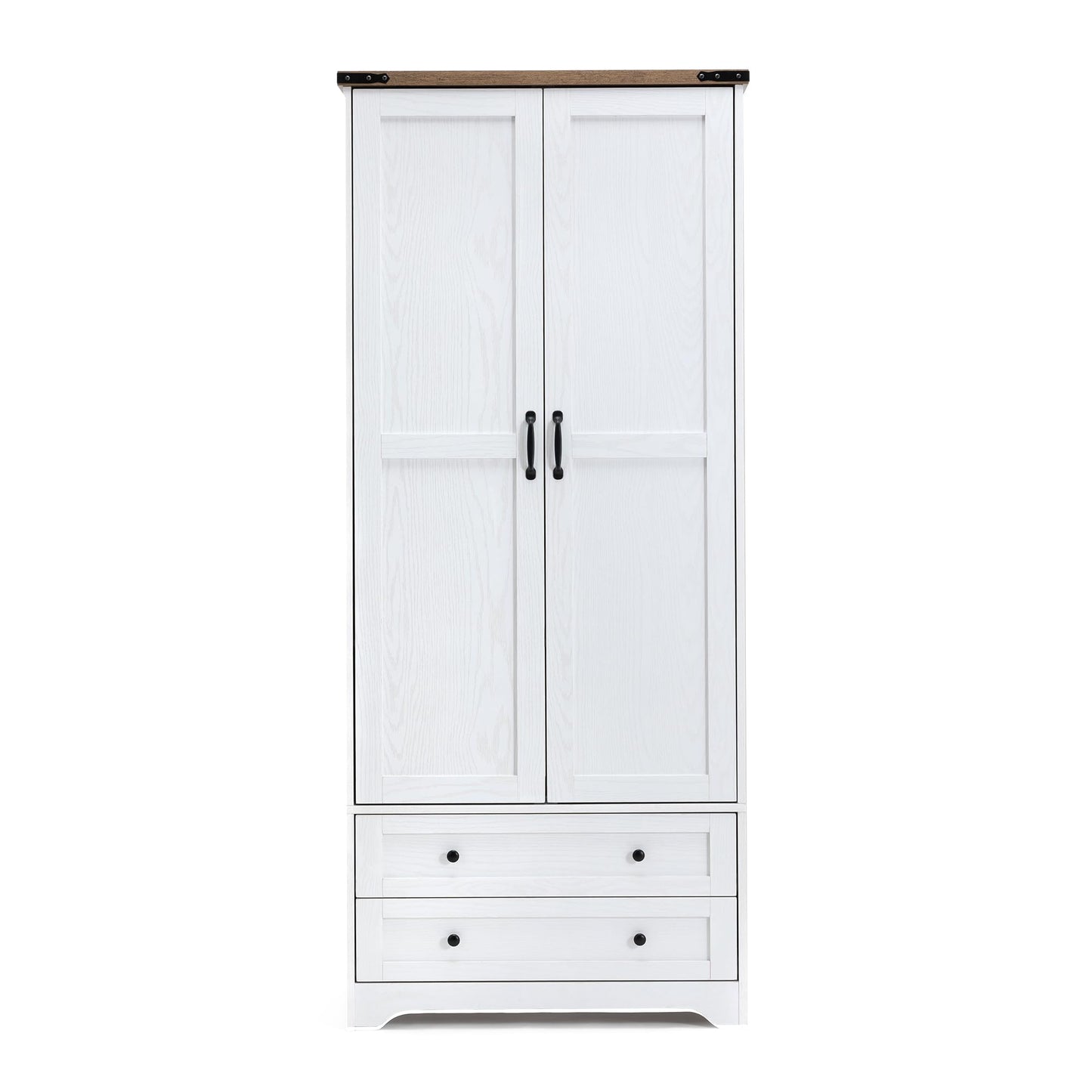 Yechen 71" Wooden Armoire Wardrobe Closet - Modern Functional Clothes Tall Storage Cabinet with Adjustable Shelf and Hanging Rail, Sturdy Freestanding Closet Wardrobe with 2 Wide Drawers for Bedroom