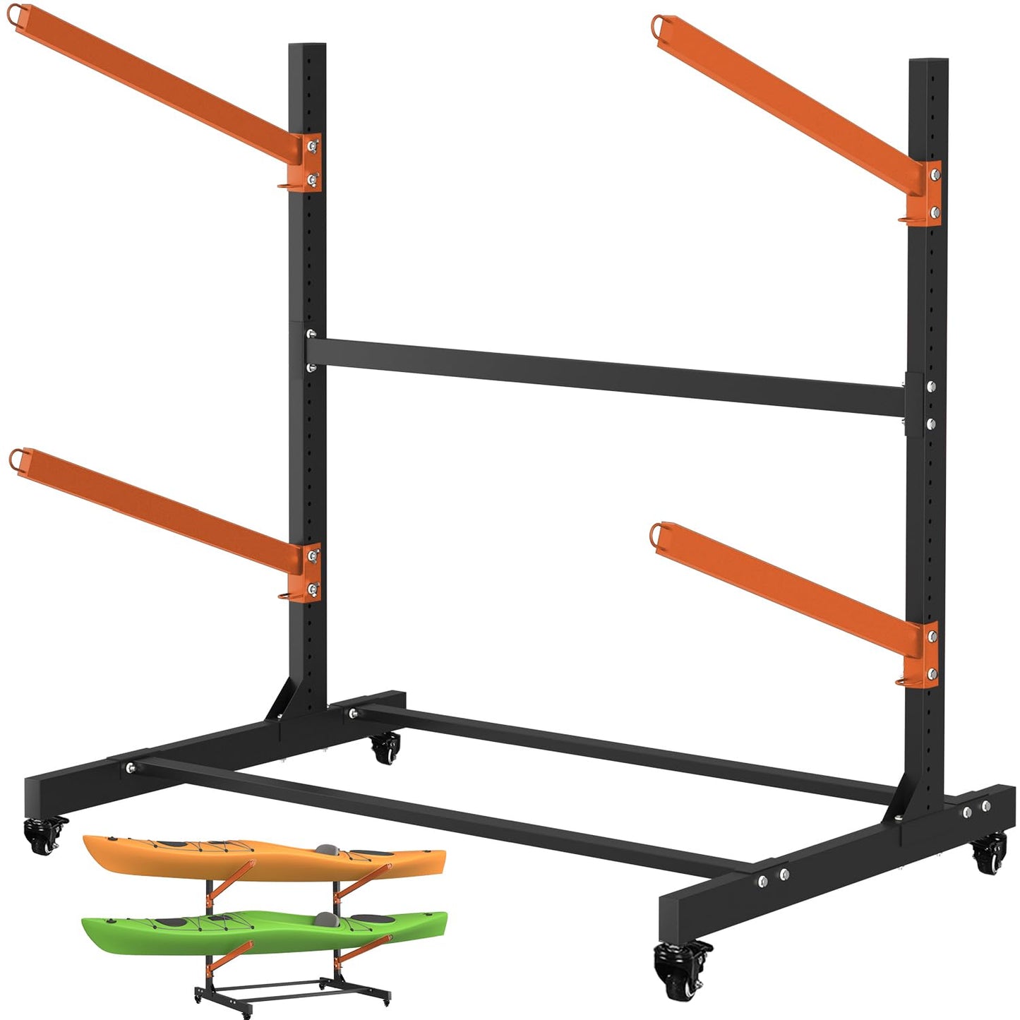 2 Levels Kayak Storage Rack, Heavy Duty Freestanding Sup Storage Stand, Storage Rack for Kayaks, SUPs, Canoe and Paddleboard for Indoor, Outdoor, Garage, Shed, Dock…(Wood)