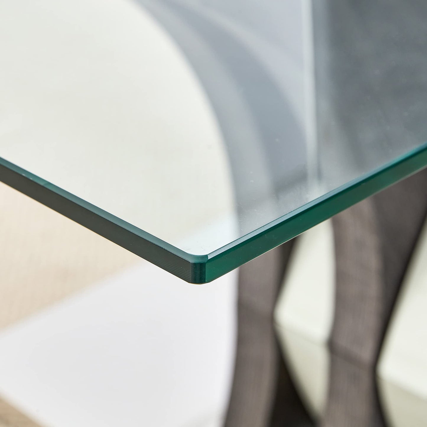 47'' Glass Coffee Table for Living Room,Rectangle Clear Center Table,Modern Glass Sofa Coffee Table with Tempered Glass Top and MDF Thickened Base