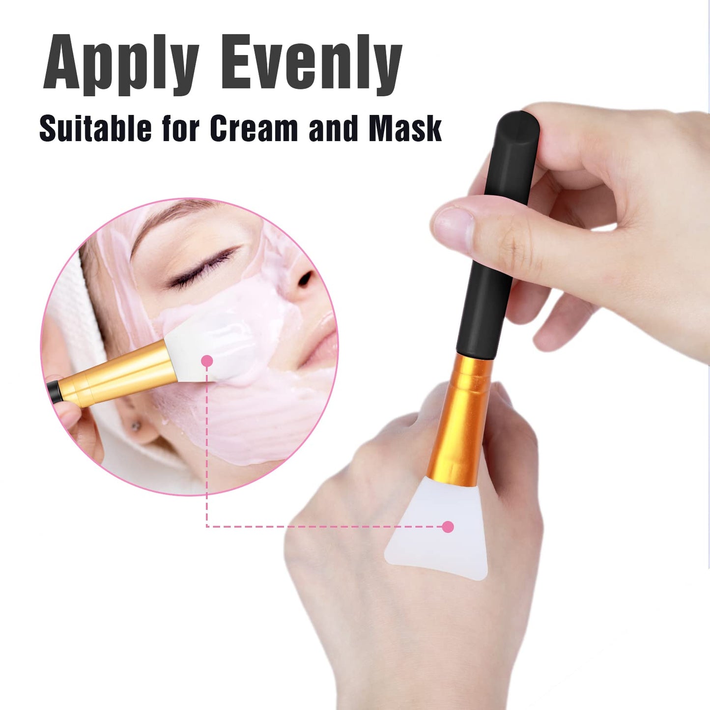 WLLHYF 2 PCS Silicone Face Mask Brushes, Facial Mud Mask Beauty Tool Applicator Brush Soft Hairless Body Lotion Moisturizers Applicator Sector Brush Makeup Tools For Women Girls (Black)