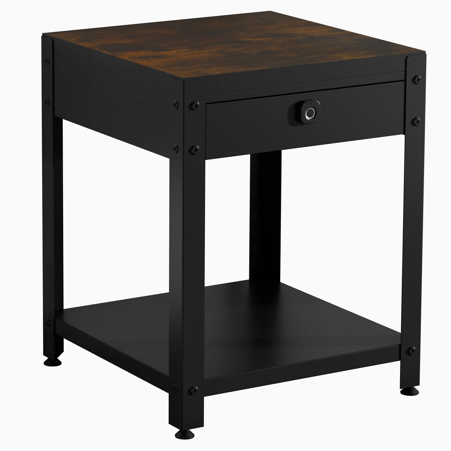 VUYSUYVY Night Stand with Gun Drawer Fingerprint Lockable Gun Storage Safe Cabinet Bedside Tables Wood Sofa End Side Table Nightstand Gun Safe with Hidden Compartments for Bedroom Living Room (Wood)