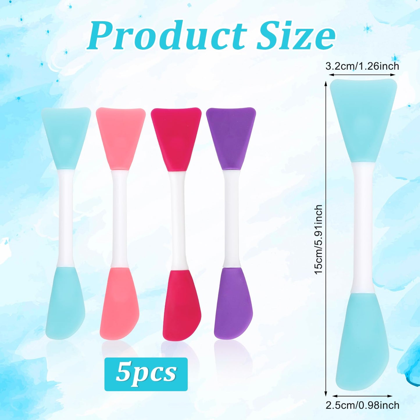 4pcs Silicone Face Mask Applicator, Dual-Head Mask Brushes Facial Mask Brush Applicator Soft Face Mask Spatula Beauty Brush Tool for Applying Mud Mask Lotion Skincare Cream (4 Colors)