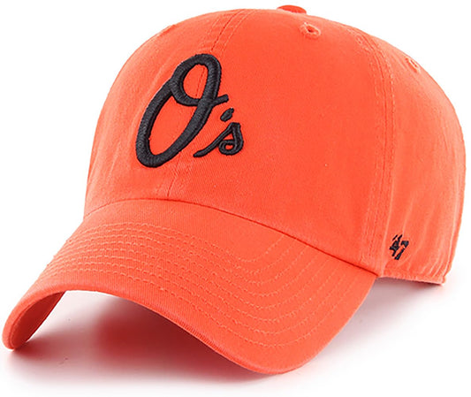 47 Brand MLB Alternate Color Primary Logo Clean Up Adjustable Baseball Cap Hat, Adult One Size Fits All - Baltimore Orioles Orange