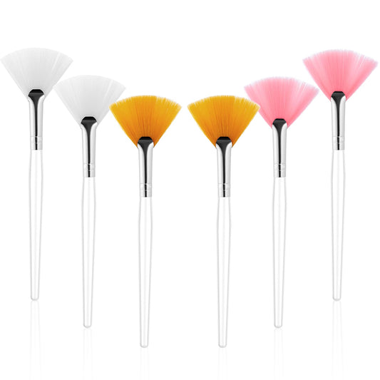 6PCS Fan Mask Brushes, Fan Brushes Esthetician, Chemical Peel Brushs, Facial Applicator Brush, Soft Makeup Brushs, Esthetician Cosmetic Brush for Mud Cream Makeup Peel