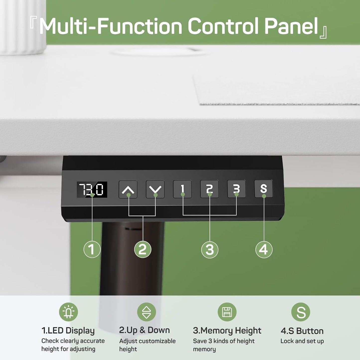 Whitmor Electric Standing Desk - 48 x 24 Inch Height Adjustable Computer Desk, Sit to Stand Home Office Table with Splice Board, 2 Hooks & Wire Hole, White