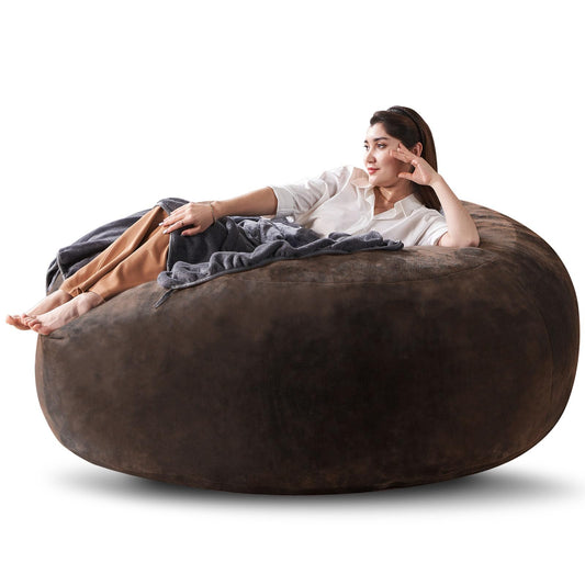 6FT oversized bean bag chairs for adults bean bag with filler included memory foam bean bag Soft and comfortable giant bean bags, living room furniture, suitable for bedroom dorm balcony chairs(Brown)