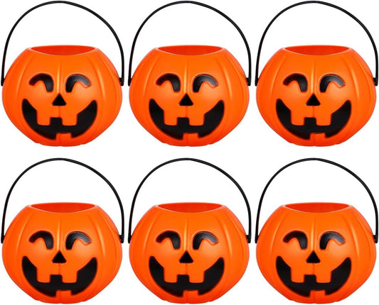 20 PCS Plastic Pumpkin Bucket Halloween Pumpkin Bucket Trick or Treat Candy Basket with Handles Portable Mini Pumpkins Plastic Buckets Pumpkins Candy Buckets Container for Halloween Party Supplies