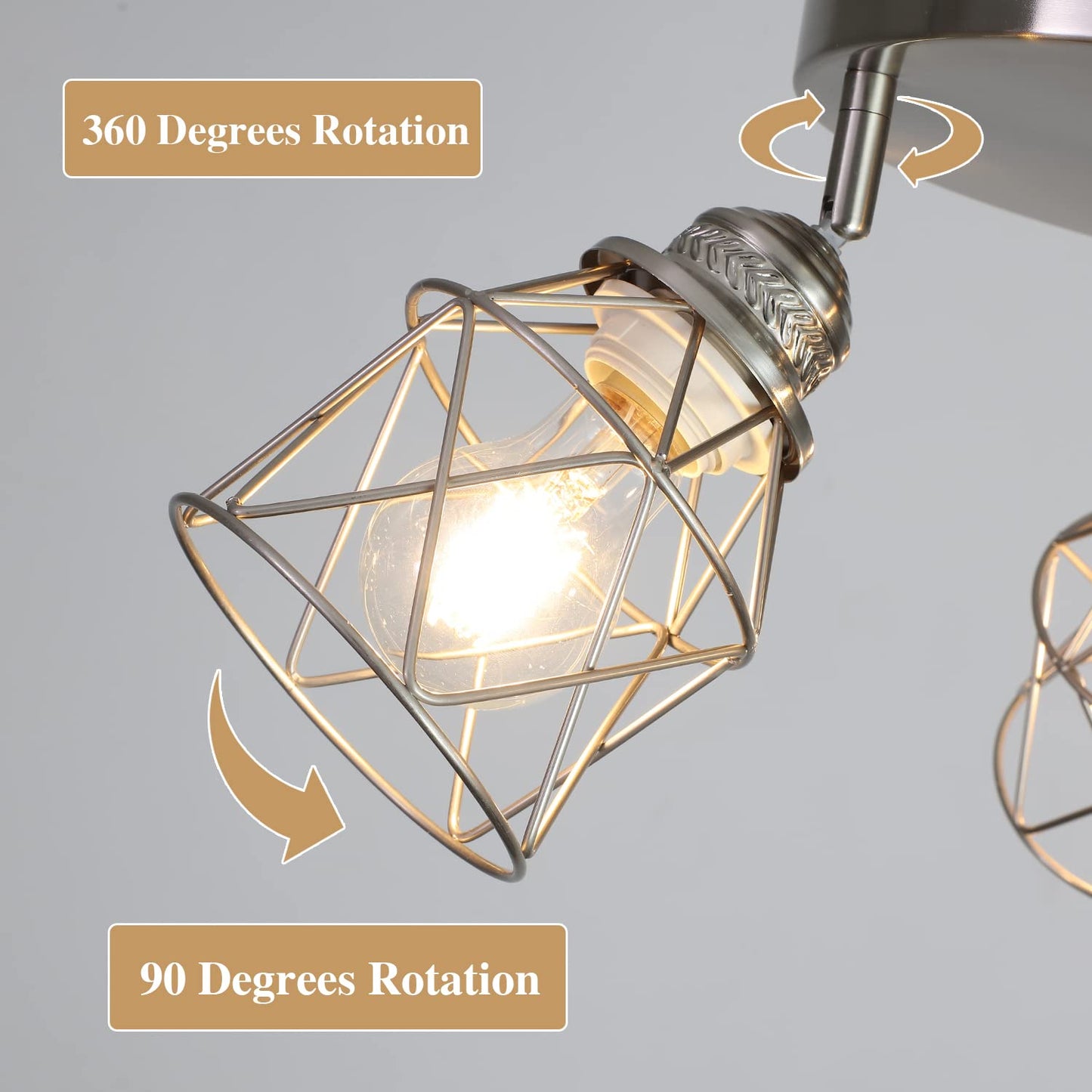 ABEAJAT Kitchen Light Fixtures - 3-Lights Multi-Directional Ceiling Lamp with E26 Base, Adjustable Flush Mount for Farmhouse Kitchen, Hallway, Dining Room, Entryway