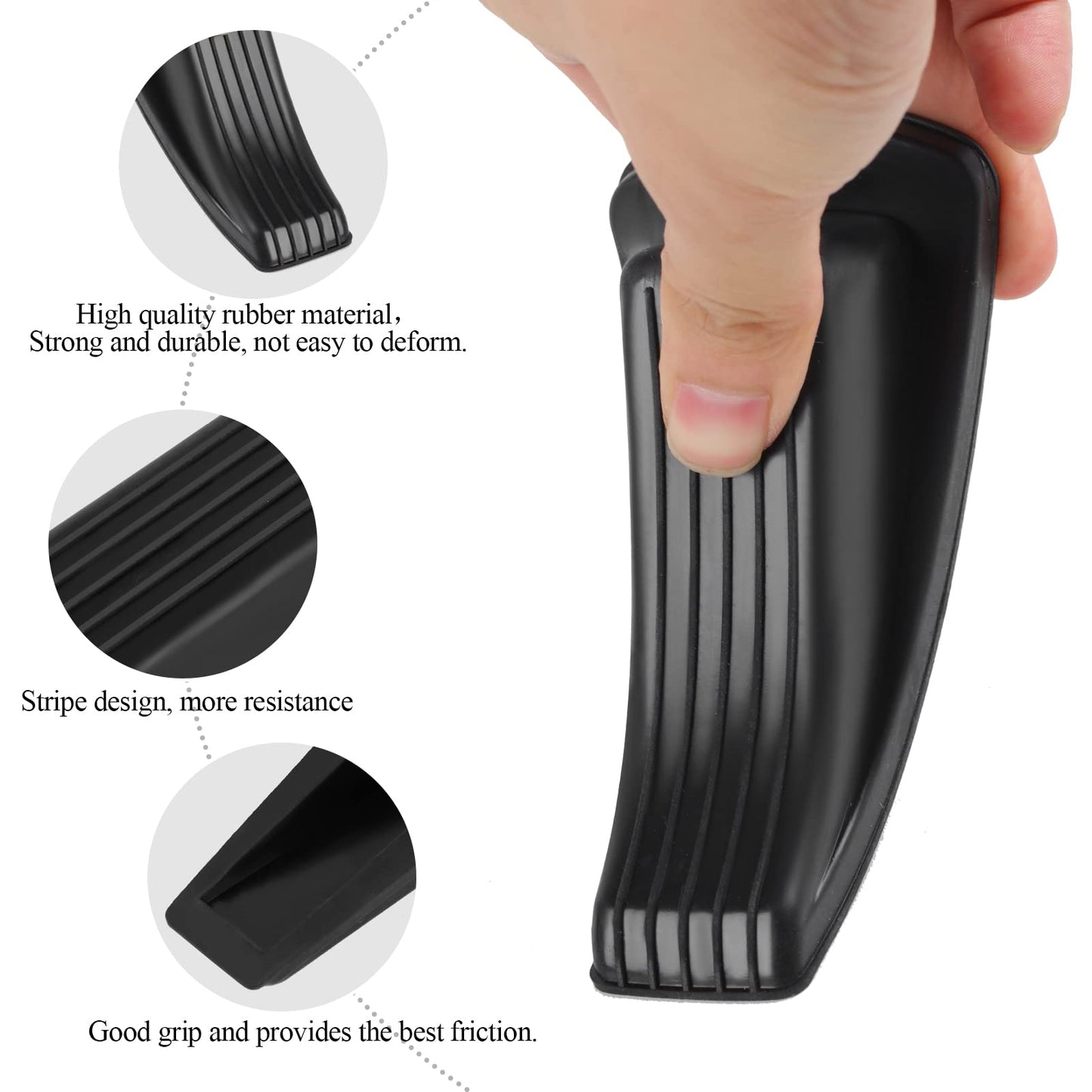 4 Pack Door Stoppers for Bottom of Door, Rubber Door Stopper Wedge, Sturdy Stackable Door Stops for Floor