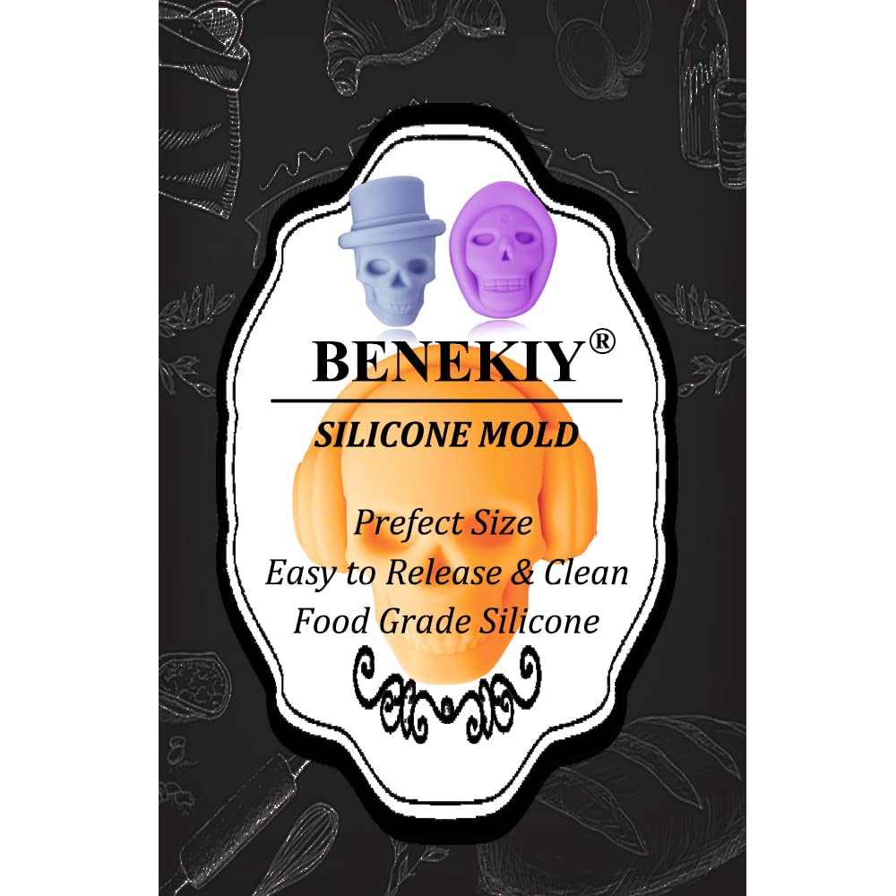 2 Pack 3D Skull Silicone Molds 8 Cavity Skull Themed Baking Mould Tray DIY Baking Tool for Chocolate Cake Dessert Candy Mousse Pastry Handmade Soap Cupcake Topper