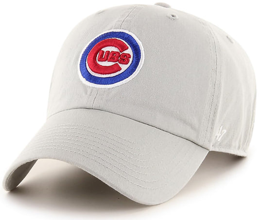 47 Brand MLB Gray Team Color Primary Logo Clean Up Adjustable Baseball Cap Hat, Adult One Size Fits All - Chicago Cubs Gray Team Color