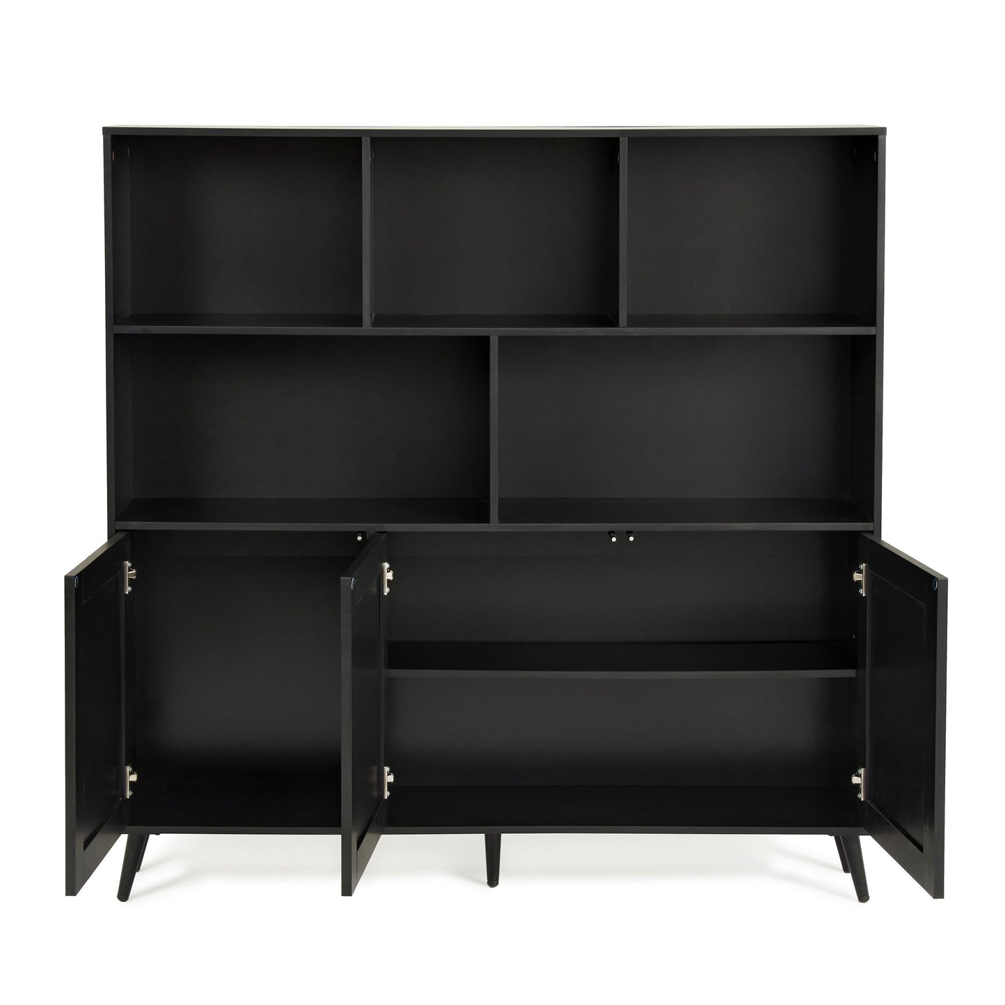 VitoEone Bookcase, Tall Bookshelf Bookcase with Doors, Book Shelves Book Shelf for Bedroom, Black Bookshelf Cabinet with Storage, Book Cases Display Cabinet Bookshelves for Home Office, Living Room