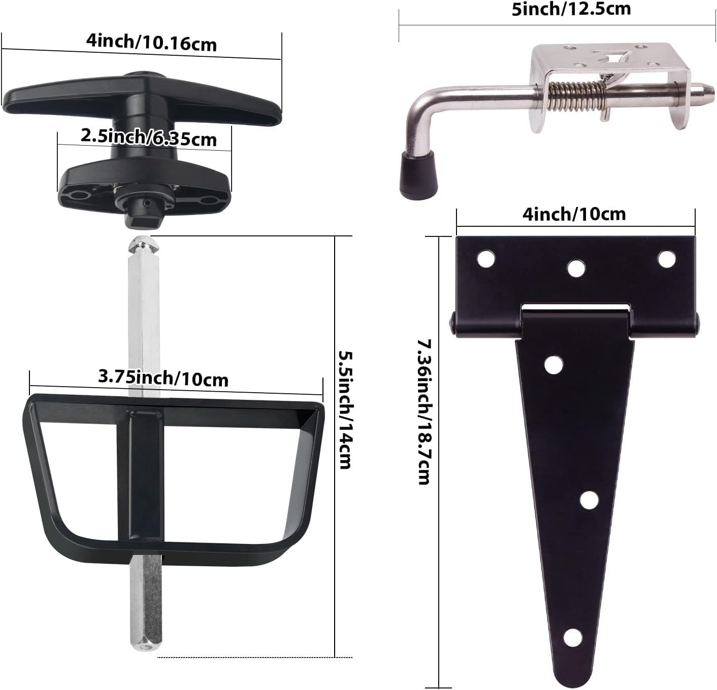 GEDSIOLD Double Door Shed Hardware Kit -Includes Window and Door/Window Hinge Set, Complete with Hinges, Latches, and T-Handle Lock -, for Gates, playrooms