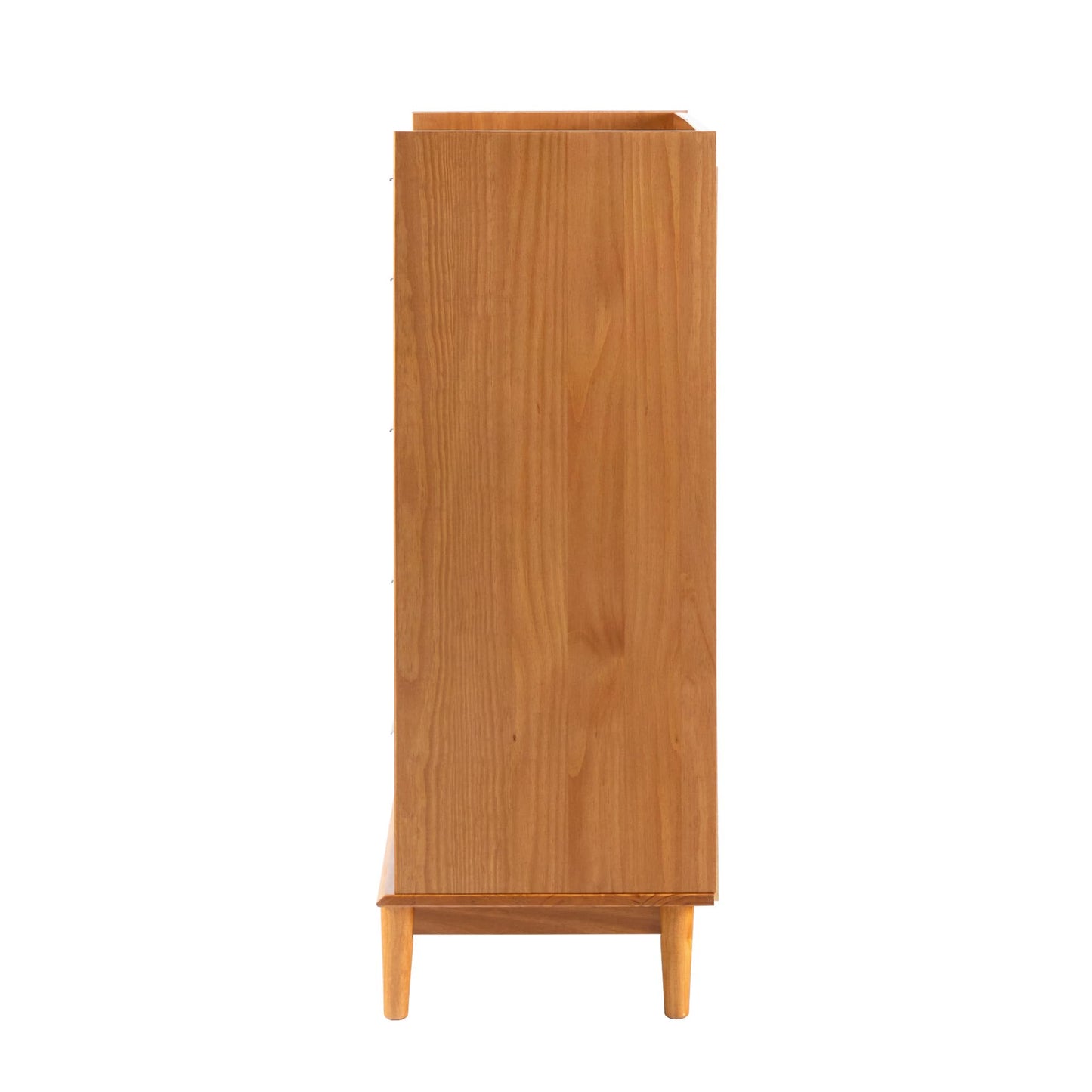 Walker Edison Blythe Mid-Century Modern Tray-Top Solid Wood 6-Drawer Dresser, 30 Inch, Caramel-T