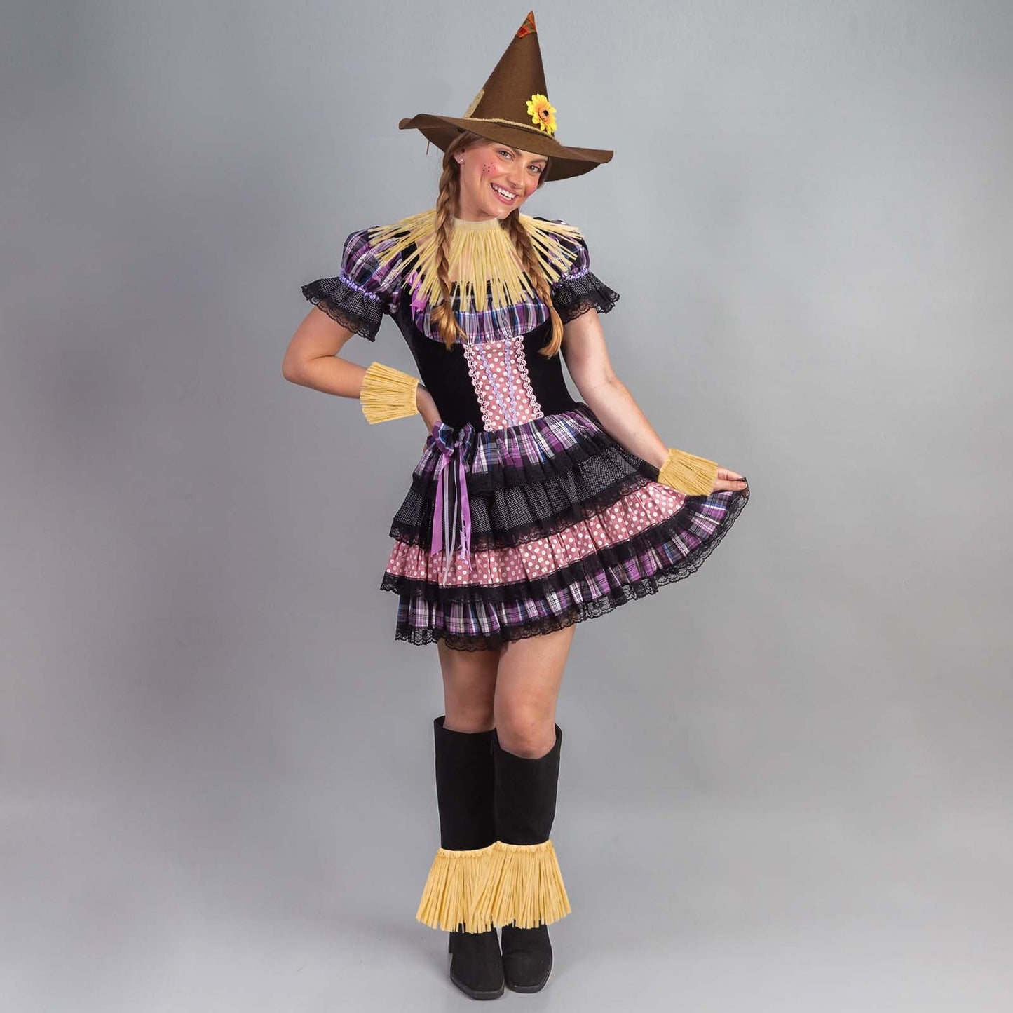 7 Pcs Scarecrow Costume Set Halloween Costume Scarecrow Belt Hat Rope Straw Kit for Oktoberfest Halloween Dress Up (Style 1)