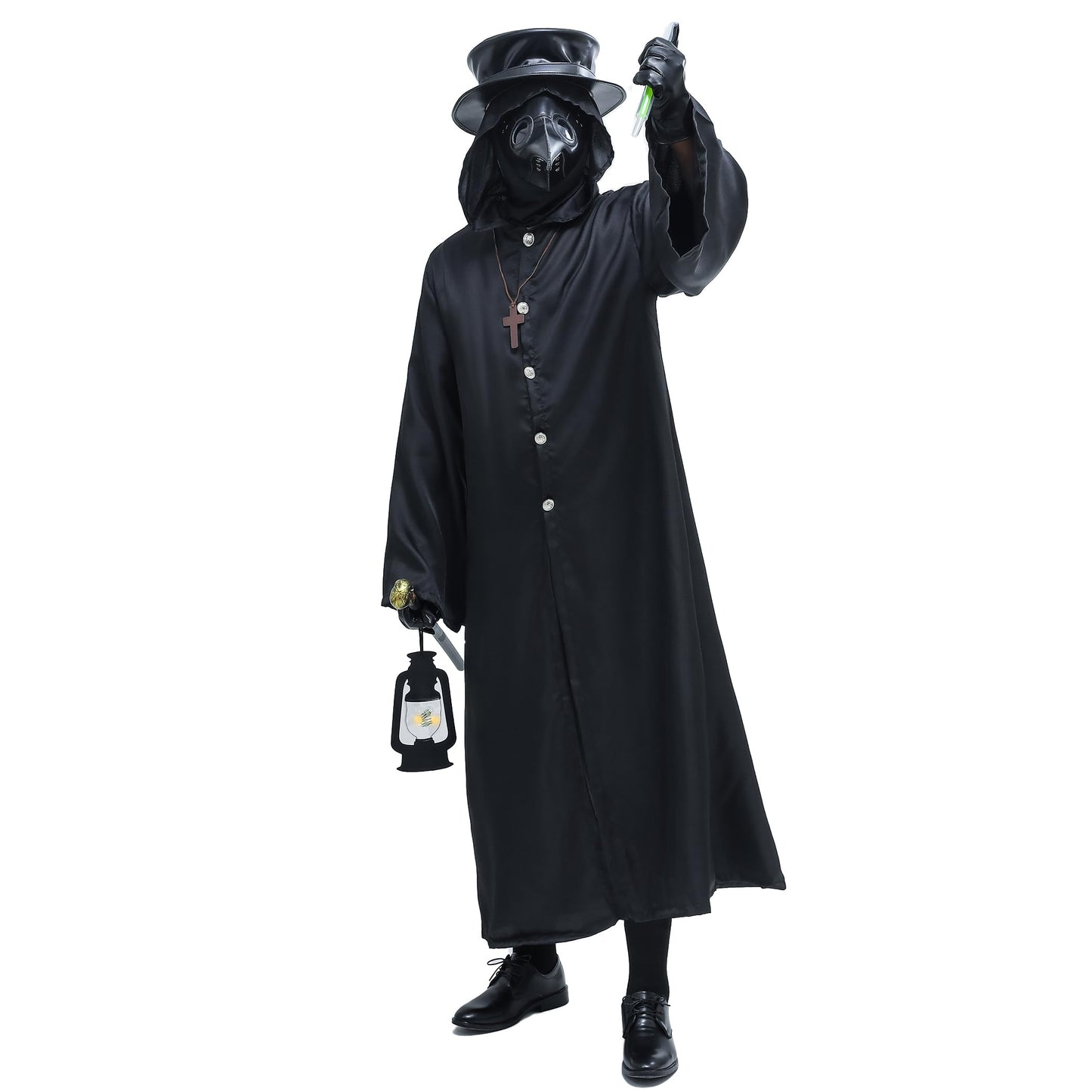 Absolute Vibe Plague Doctor Bird Mask and Hat Combo Set Halloween Costume Steampunk Cosplay Props (M, BLACK-001)