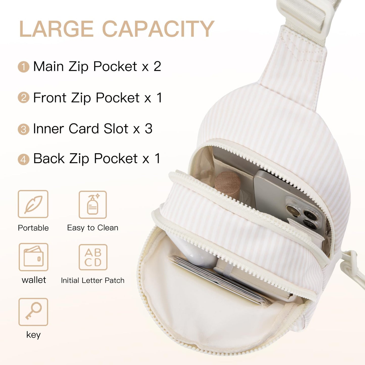 Viverte Gifts for 8 9 10 11 12 13 14 Year Old Girls Sling Bag Crossbody Bags Fanny Pack for Teen Girls Personalized Gifts for Women (Beige-S)