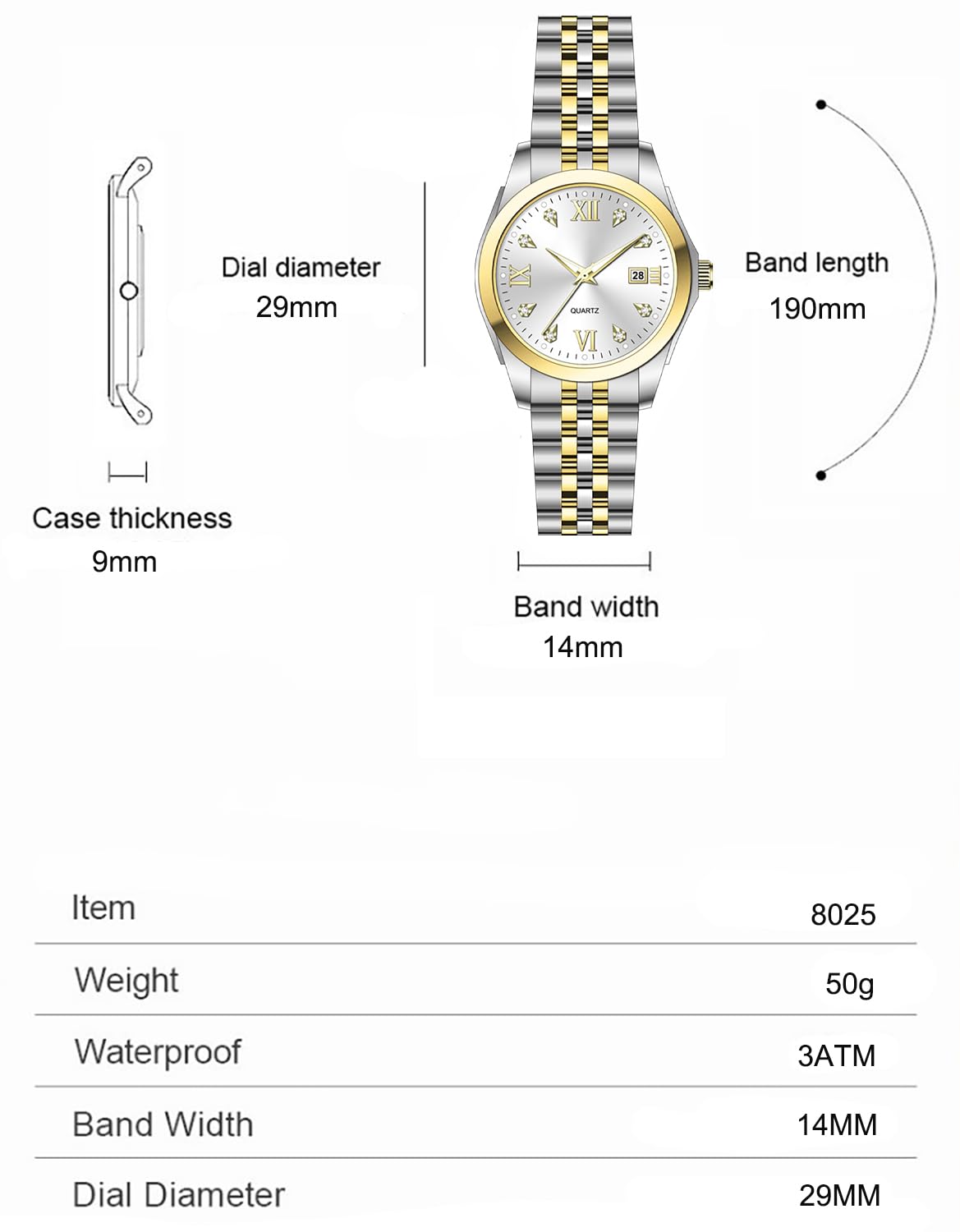 Women's Bracelet Watch Stainless Steel Quartz Watch Luminous Waterproof Watch Business Watches for Women (Blue/Two-Tone)