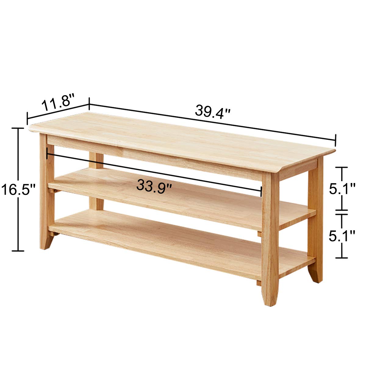 XKZG Storage Bench Wooden Shoe Rack Bench Simple Style Wood Entryway Bench (Natural,39.4")