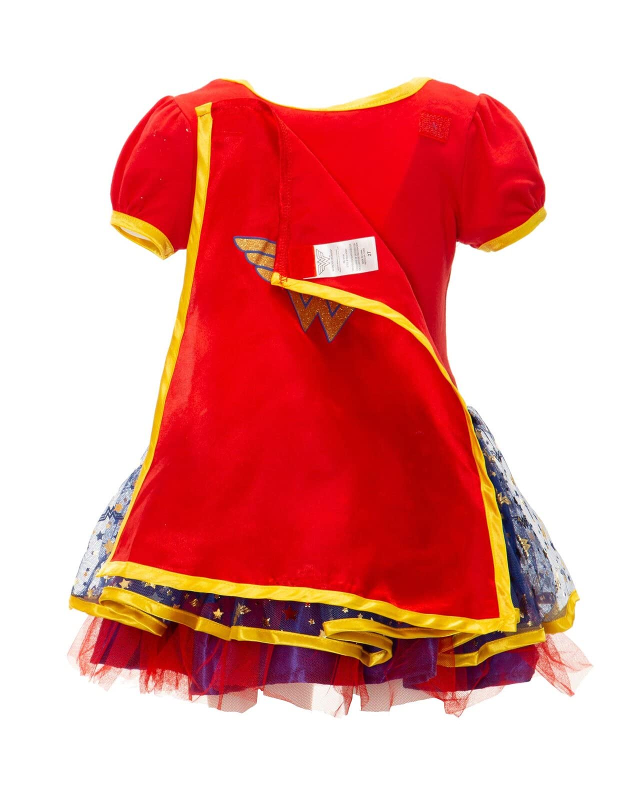 Wonder Woman Toddler Girls' Costume Dress with Gold Tiara Headband and Cape, Red (5T)