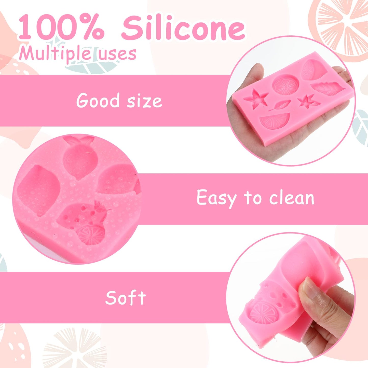 4Pcs Lemon Fondant Mold Lemon Cookie Dessert with Leaves Candy Chocolate Mold Silicone Summer Fruit Snack Molds for Cupcake Topper Cake Decoration Candy Sugar Craft Gum Paste Baking Dessert Clay Resin