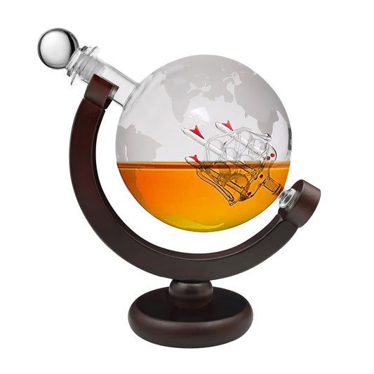 Whiskey Globe Decanter 28 Oz Gift for Dad, Men's Whiskey and Wine Shaker Global Shaker Unique Gift for Husband, Boss, Boyfriend on World Day of Remembrance Whiskey Bourbon Shaker - 850ml