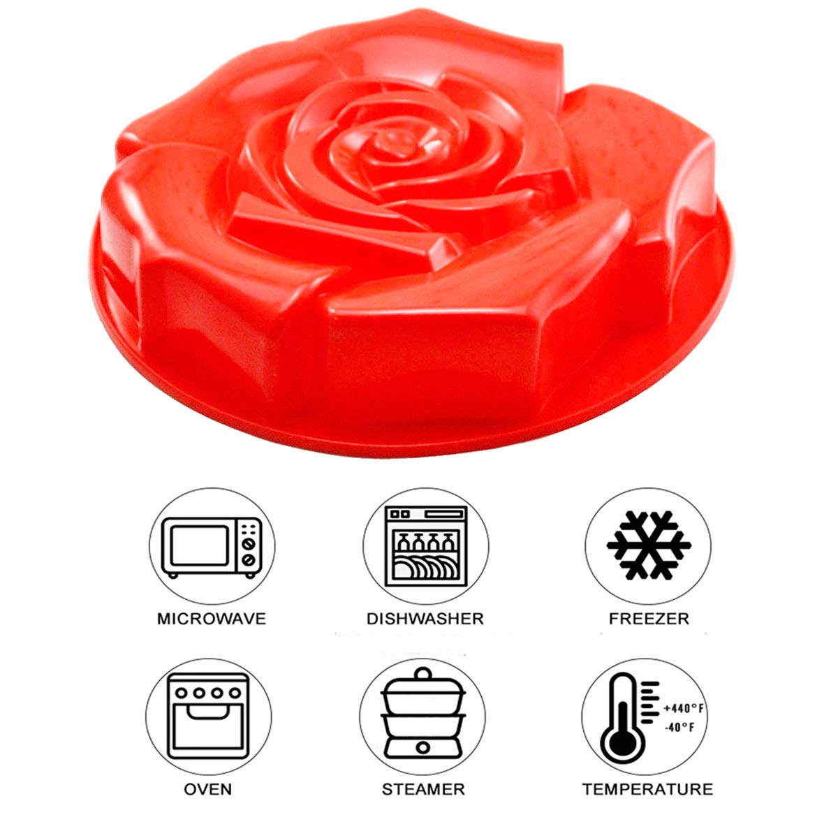 11'' Big Rose Flower Silicone Baking Mold, FantasyDay Anniversary Birthday Tray-Wedding Festival Party Silicone Cake Mold for Muffins Brownie Cornbread Candy Chocolates Butter Fondant Soap Gummy Bread