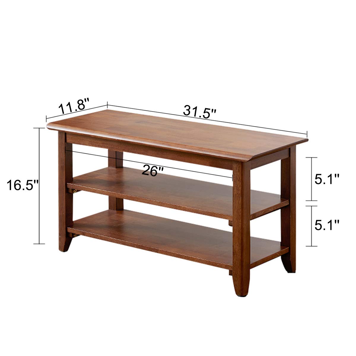 XKZG Storage Bench Wooden Shoe Rack Bench Rustic Solid Wood Entryway Bench (Brown,31.5")