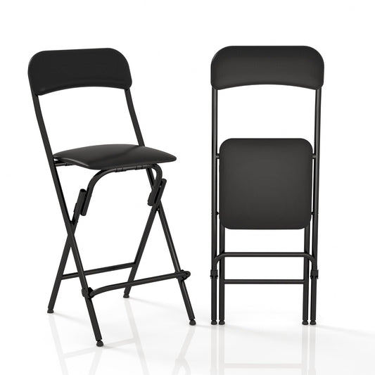 VOLIX Folding Bar Stool with Back, 300lb Capacity, Collapsible Stool for Kitchen Bar, Height 25"- 2PC