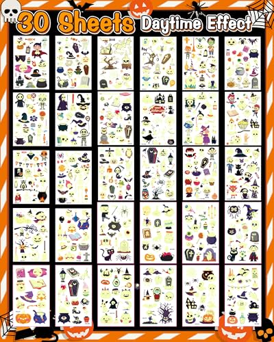 500 Styles Luminous Halloween Tattoos Party Favors for Kids, Halloween Temporary Tattoos Stickers Goodie Bag Stuffers Gifts Treats for Party Supplies