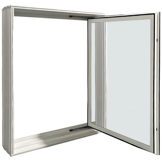 Window Well Supply - Argon Filled in-Swing Casement Basement Egress Window (31" W x 40" H), Vinyl Basement Window - Secure Windows, House Windows Replacement, White Vinyl Frame