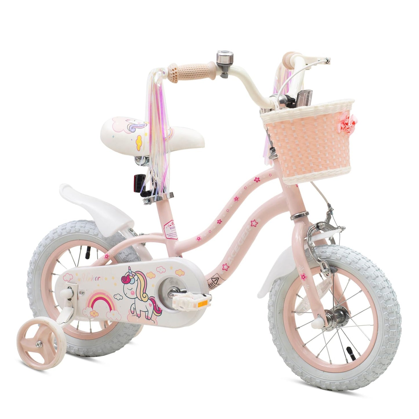 Princess Style Girls Bike with Basket for 2-13 Years Old Kids and Toddlers, 12 14 16 18 Inch Bicycle for Children with Training Wheels and Streamers, 20 Inch with Kickstand, Multiple Colors