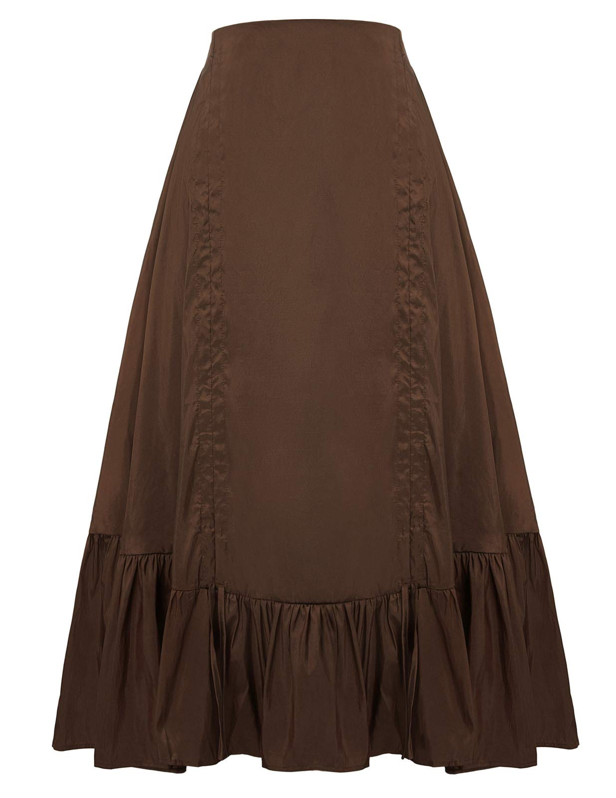 Women Steampunk High Low Skirt Victorian Bustle Skirt Renaissance Style Brown S