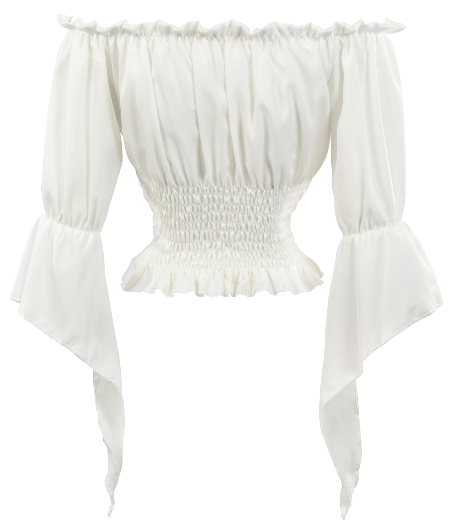 Women's Renaissance Blouse Long Sleeve Off Shoulder Medieval Pirate Costume Shirts Boho Tops (US, Alpha, Medium, Regular, Regular, White)
