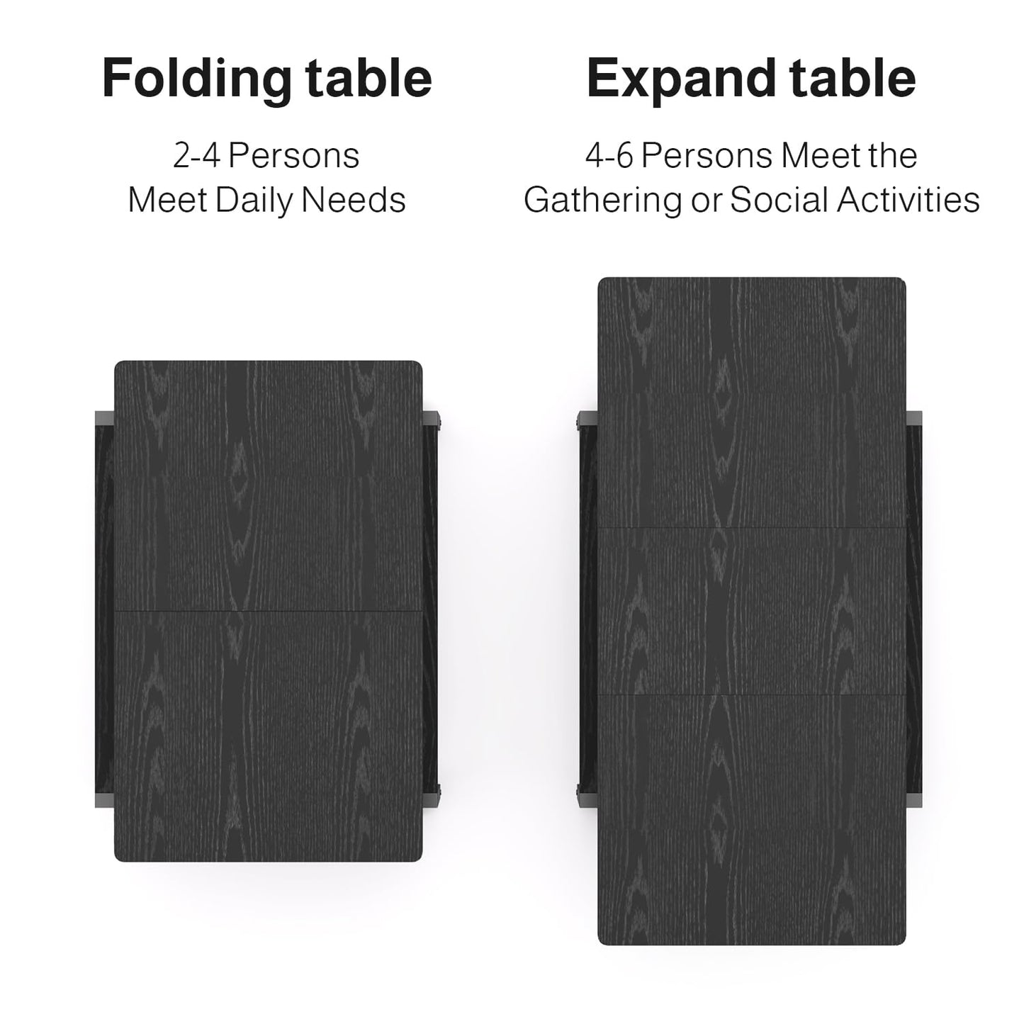 Ahomly Dining Table Set for 4-6 with Bench, 63“ Large Extendable Kitchen Table Set, Dining Room Table with Metal Frame & MDF Board, Perfect for Small Space, Easy Assembly, Black