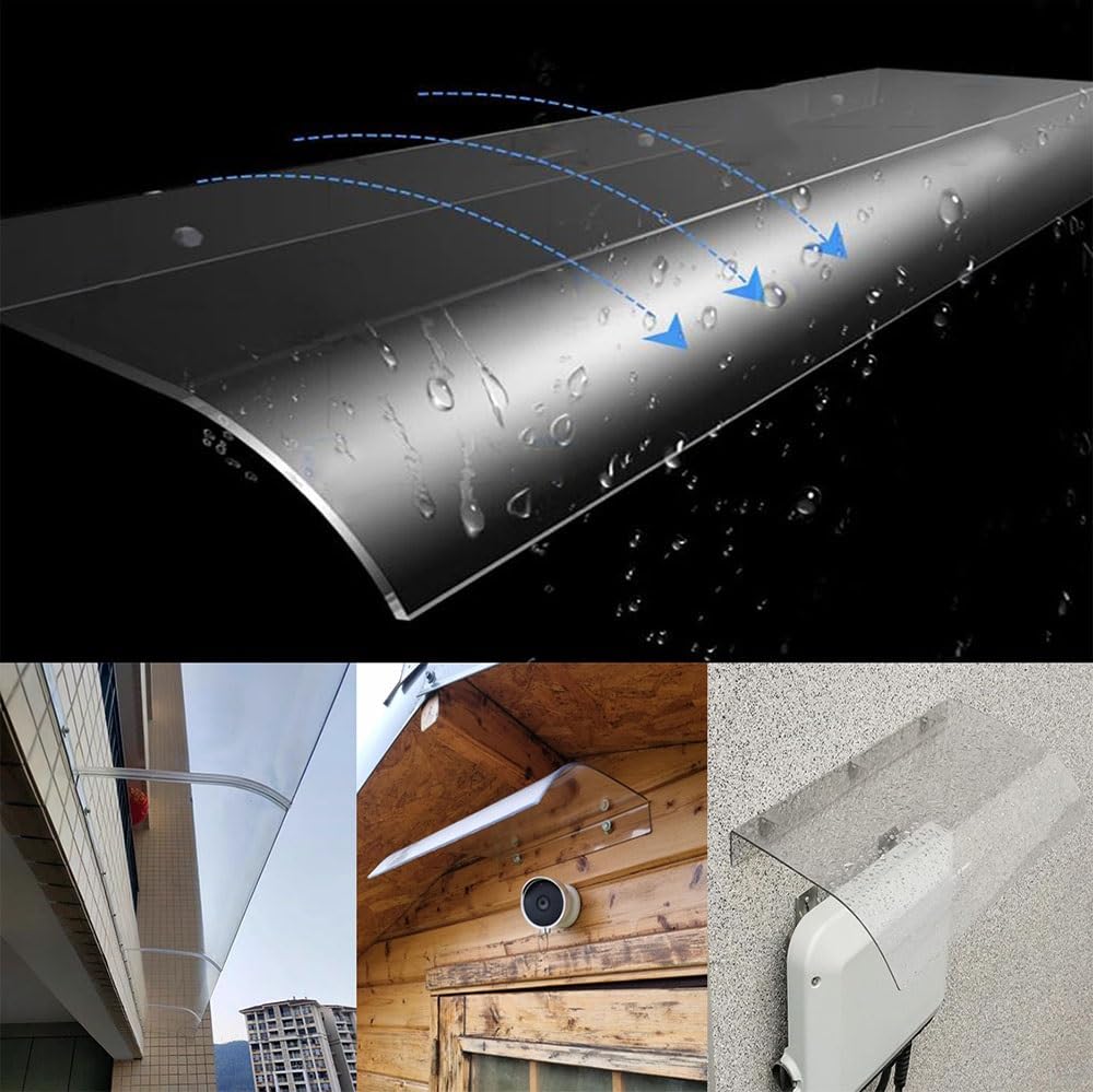 Width 16" 31" 39" 47" 94" Window Awning Clear Polycarbonate Cover Exterior Door Canopy for Porch Patio Roof Rain Shelter 14" Depth