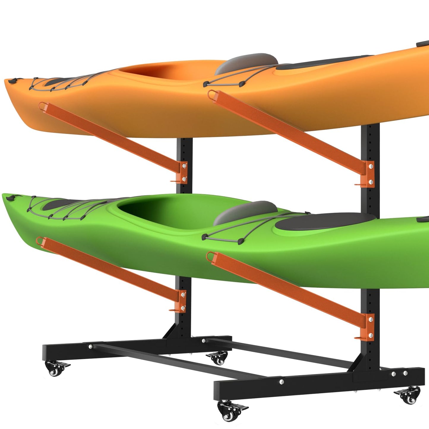 2 Levels Kayak Storage Rack, Heavy Duty Freestanding Sup Storage Stand, Storage Rack for Kayaks, SUPs, Canoe and Paddleboard for Indoor, Outdoor, Garage, Shed, Dock…(Wood)