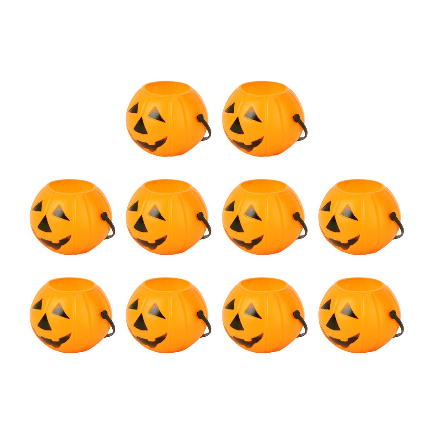 10PCS Halloween Plastic Pumpkins Portable Mini Pumpkin Buckets Pumpkin Candy Buckets Trick or Treat Pumpkin Candy Pail Holder (Orange)