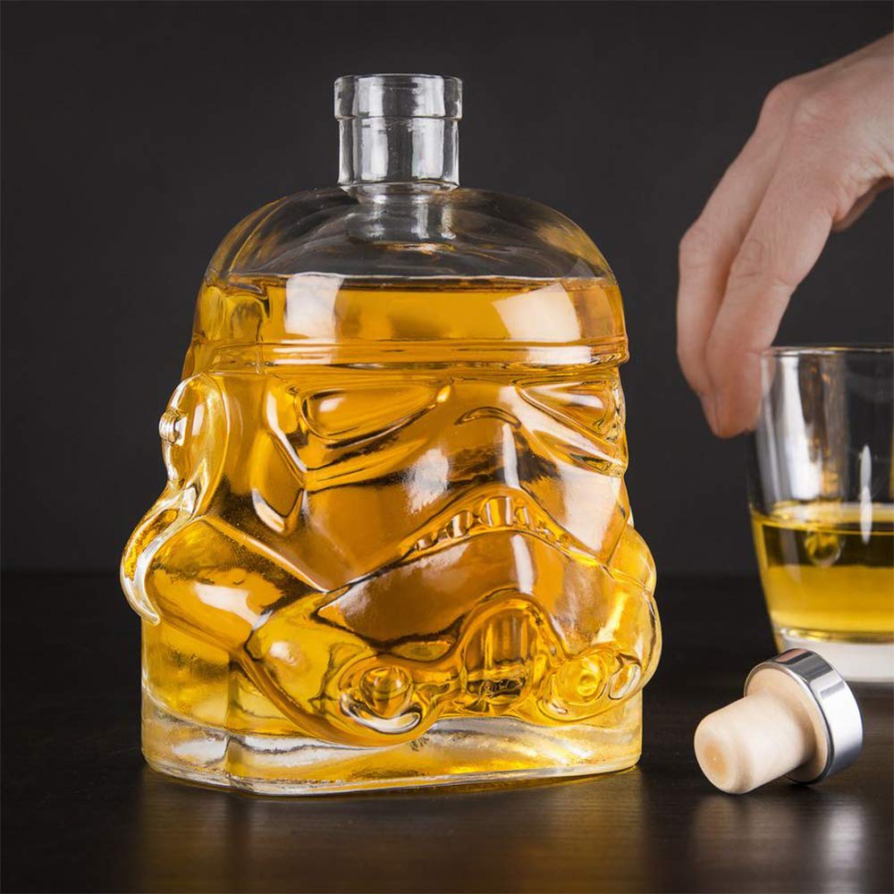Whiskey Decanter Set Flask Carafe Decanter with 2 Glasses, Transparent Creative Whiskey Decanter for Brandy, Scotch, Vodka, Liquor, Gifts for Men