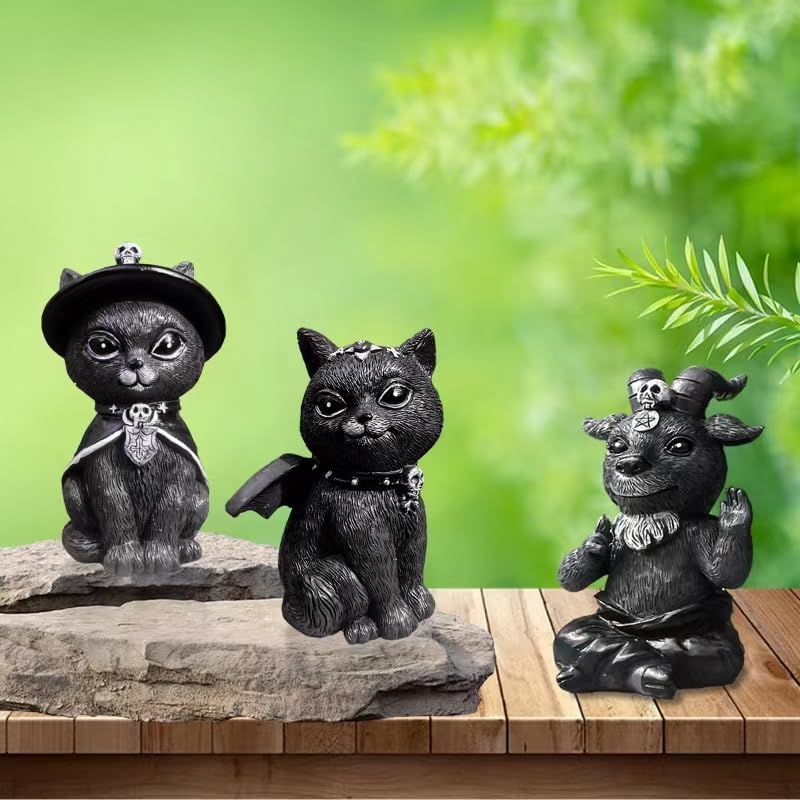 WISSLERMER 5 Sets of Halloween Resin Crafts, Home Decoration Ornaments, Cats, Dogs, Skeletons, Halloween Decoration Statues
