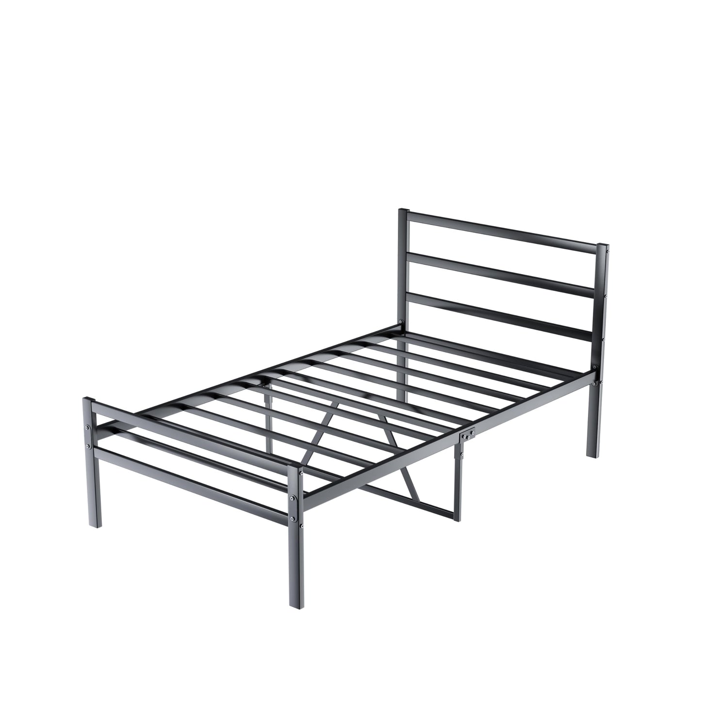 VRAXO Metal Platform Bed Frame with Headboard, Sturdy Metal Frame, No Box Spring Needed(Twin)
