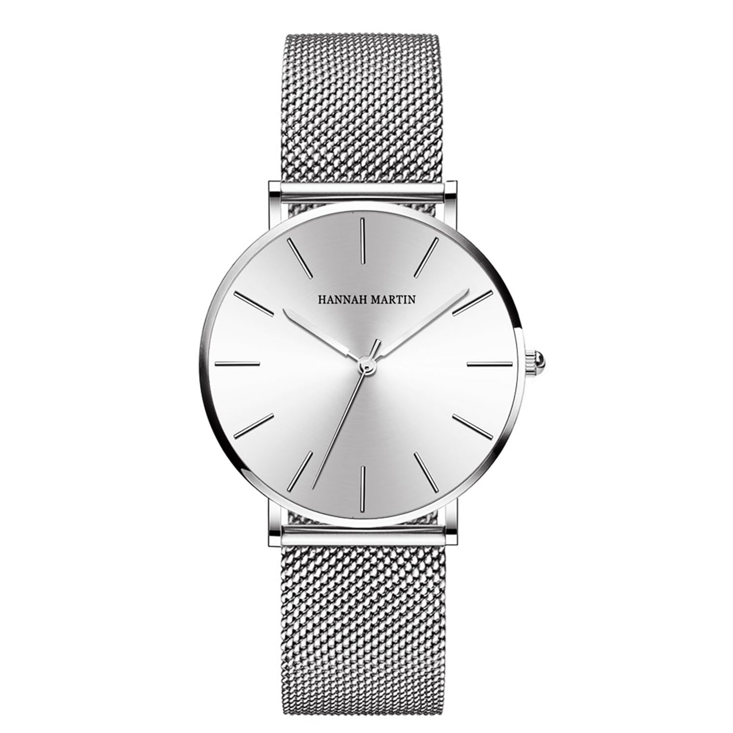 Women Watches Minimalist Fashion Quartz Wrist Watch Party Dress Bracelet Watch for Ladies with Stainless Steel Mesh Band (Silver)
